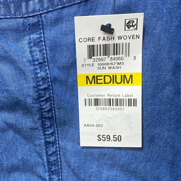 Charter Club Blue Denim Chambray Button Down - Picture 3 of 11